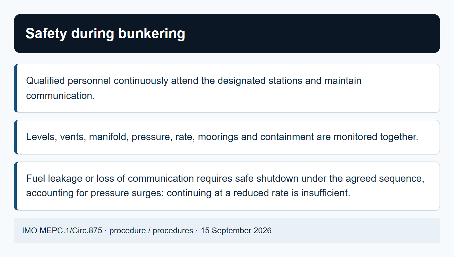 Safety during bunkering